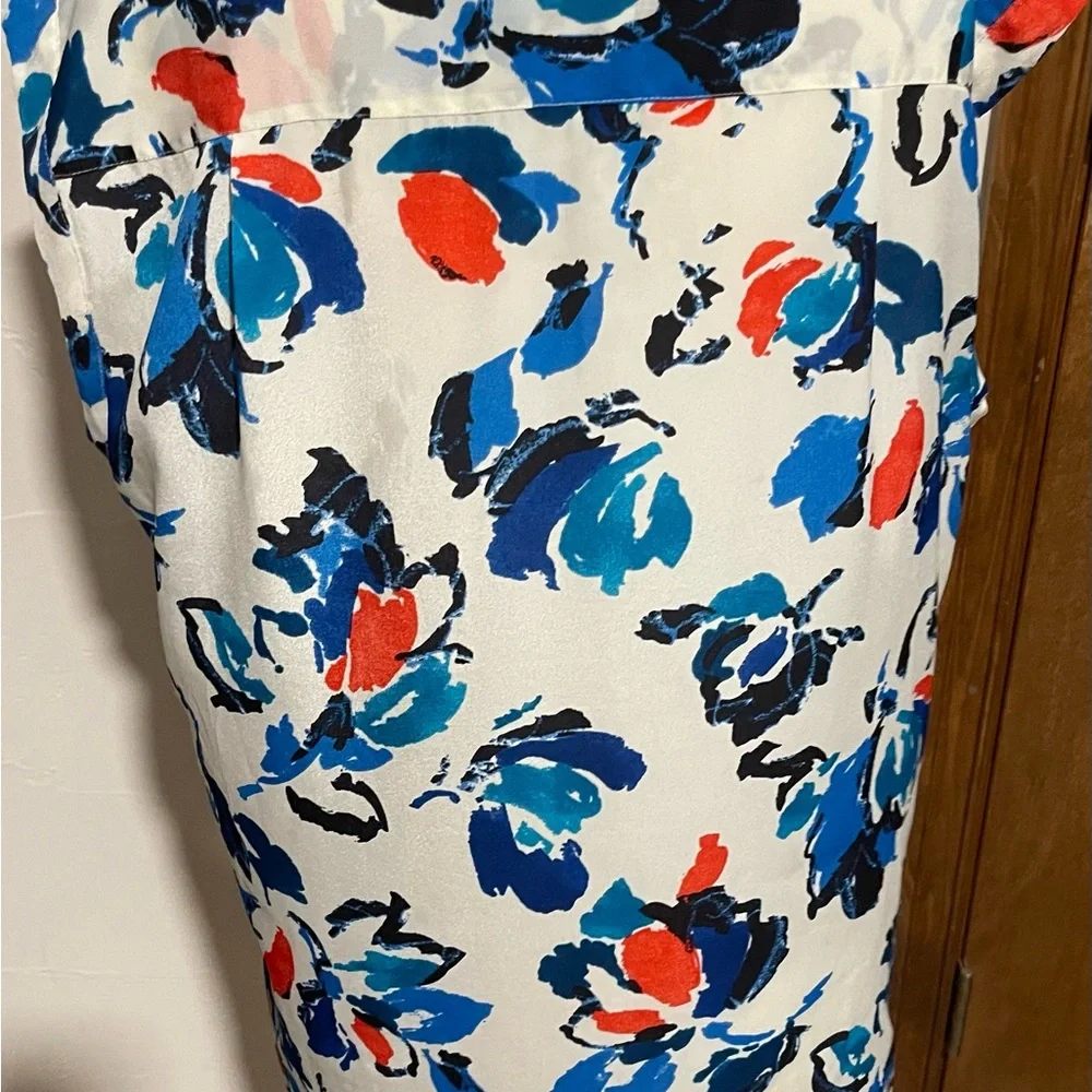 J. Crew Floral Print Sleeveless Blouse - Blue and Red - Picture 4 of 7